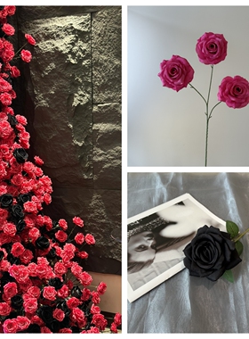 仿真玫瑰花瀑布费洛伊德玫瑰高级感商场布置网红花墙打卡婚庆用花