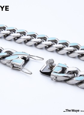 欧美拼接彩色钛钢嘻哈男锁骨链