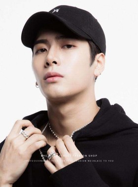 王嘉尔同款古巴链满锆石街头戒指