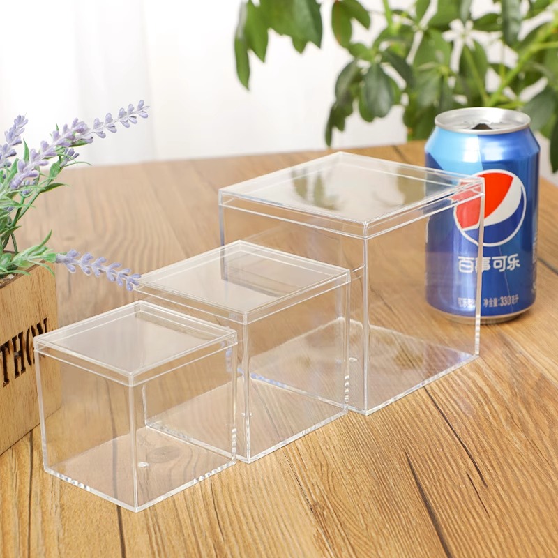 食品级透明塑料收纳盒正方形糖果盒零食盒翻盖首饰盒带盖饰品盒 - 图1