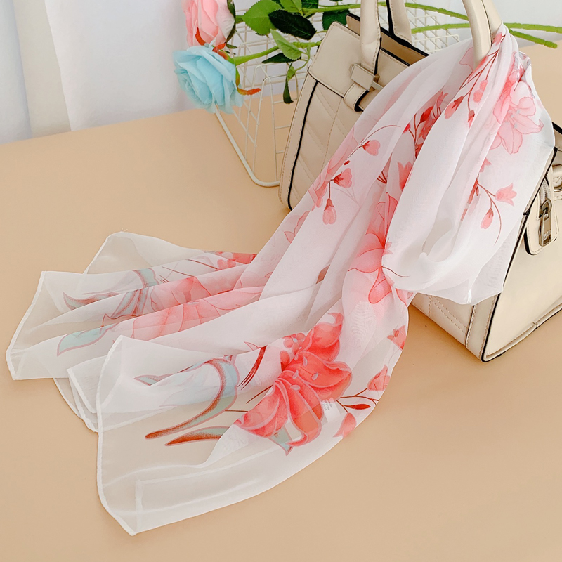 杭州丝巾女夏季长款雪纺围巾春秋韩版百搭沙巾印花披肩防晒沙滩巾,淘宝优惠券,粉丝福利购,淘宝优惠卷
