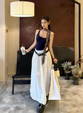 时尚豹纹细长条窄丝巾女百搭装饰小领巾长款腰带发带绑包丝带飘带