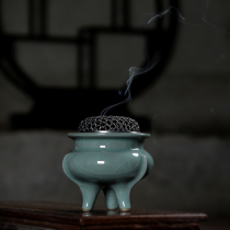 Dragon Springs-Kiln Sky Green-style stove ceramic Home Incense Stove Green Porcelain Indoor for Buddhist Pendulum Pieces Wire Pan sandalwood Incense Burner