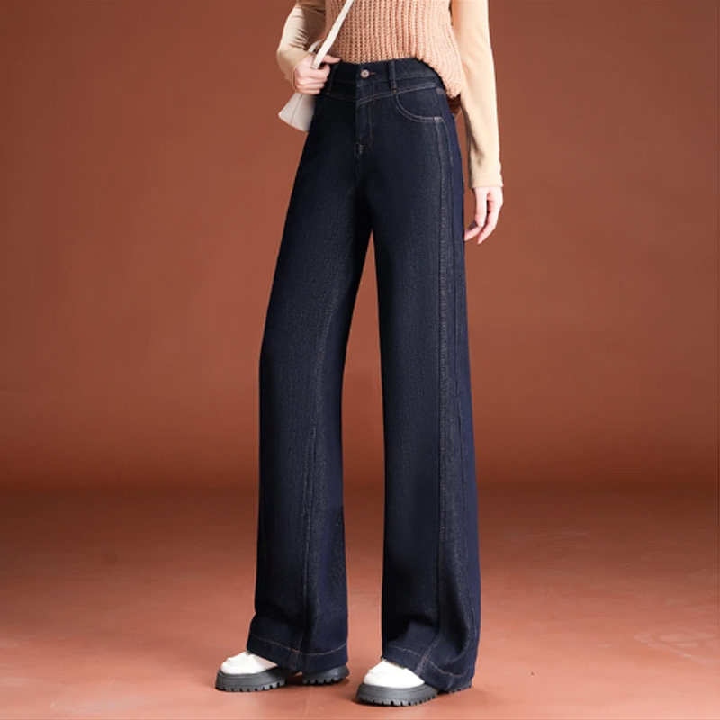 牛仔直筒裤女冬2026新款气质显瘦显腿长加绒阔腿裤百搭通勤长裤子,淘宝优惠券,粉丝福利购,淘宝优惠卷