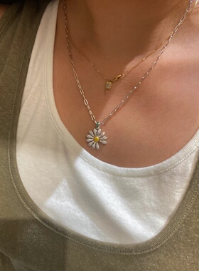 高版本！18K金！5A级锆石！同品质190+小雏菊项链耳钉X714
