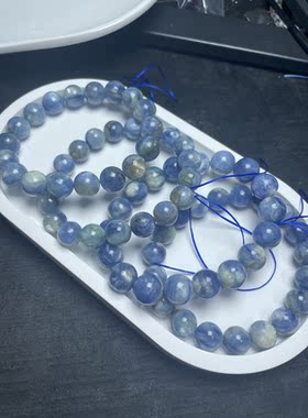 天然水晶蓝晶石图画10-12mm男女同款