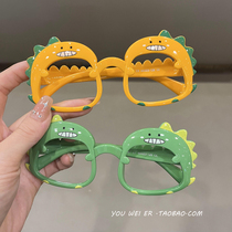 Children Dinosaur Sunglasses Frame Tide Girls Silicone Gel Glasses Sunscreen Sunglasses Without Lens Boy Silicone Mirror Frame Tide