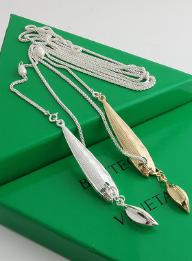 多种戴法双面叶片Y形水滴项链女