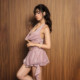 KLIOU Pink Sweetheart Atmosphere Retro Swing Collar Halter Dress Women's Streamer Slimming Waist Hot Girl Short Skirt