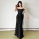KLIOU fishing style sister style design ribbon tube top dress for women retro slimming pinch waist hip long skirt trendy
