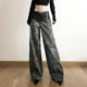 Fashionable and high-end PU leather high-waisted wide-leg pants