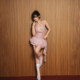 KLIOU Pink Sweetheart Atmosphere Retro Swing Collar Halter Dress Women's Streamer Slimming Waist Hot Girl Short Skirt