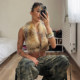 KLIOU Fashion Trend ins Retro Plush Sleeveless Vest Women's Slim High Waist Navel Top