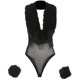KLIOU Cool and cool sister's personalized black fur stitching see-through sleeveless vest slimming slim and versatile jumpsuit