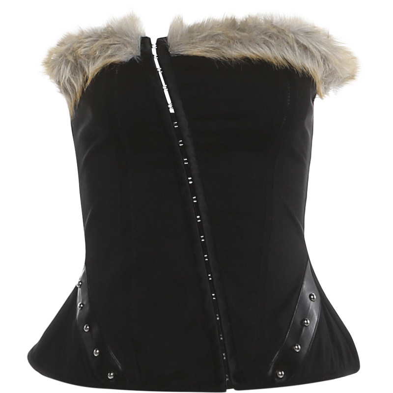 KLIOU 辣妹风排扣毛毛拼接抹胸背心显瘦包臀半身裙带腰带时尚套装,淘宝优惠券,粉丝福利购,淘宝优惠卷