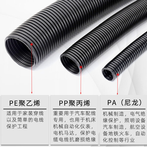 PE PP PA塑料波纹管电线软管穿线管阻燃耐高温尼龙防水保护可开口 - 图0
