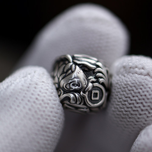 999足银手串配饰隔珠锦鲤手链上岸好运DIY银饰配件编绳文玩鱼散珠 - 图1