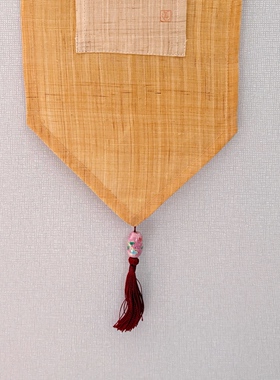 现货 日本制中川政七商店季节手工编织麻质小尺寸挂毯壁画1寒椿