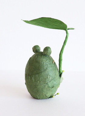 「京都和风」日本制 手工季节初夏和纸の饰 炭の置物 雨季 蛙