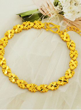 18k黄金色幸运四叶草手链