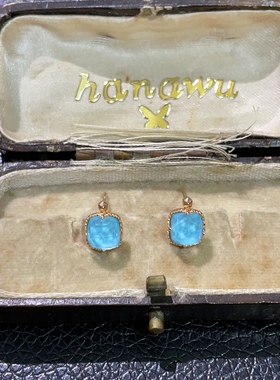 age天然方形绿松石套装女