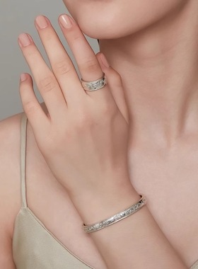 nojes十二星座浮雕刻宽版银戒指