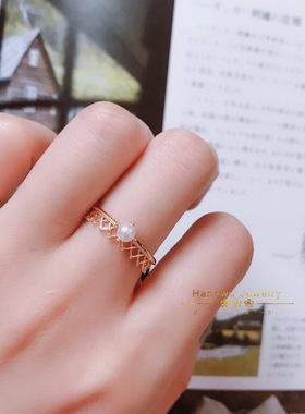 agete绝版蕾丝珍珠戒指复古