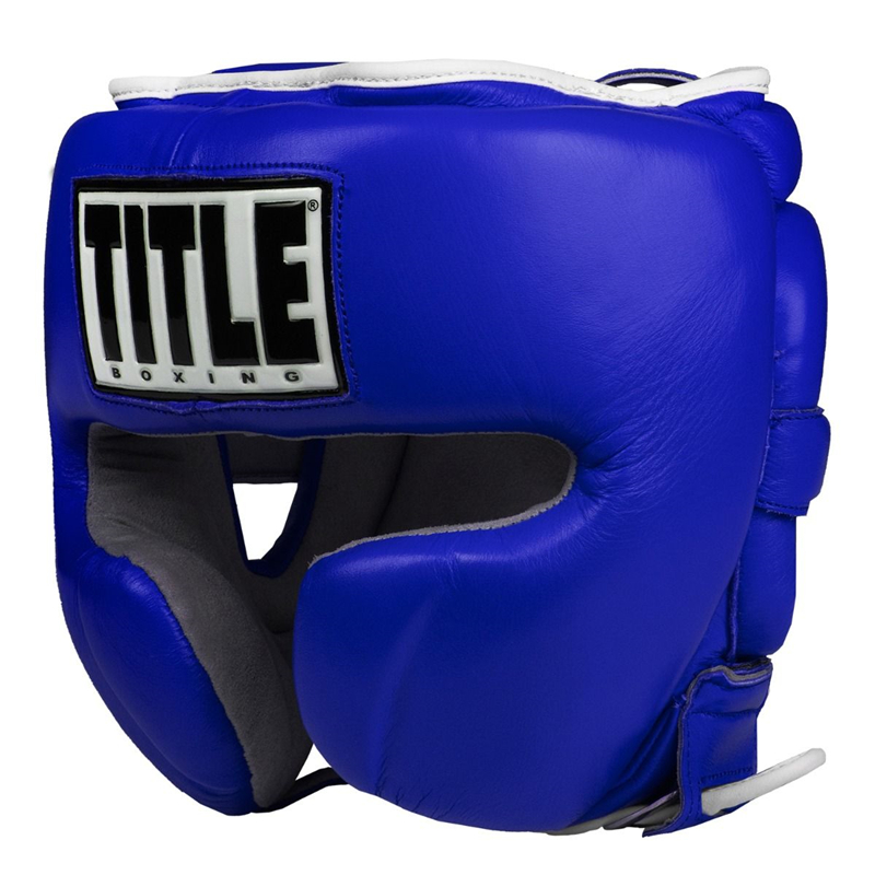 TITLE LEATHER专业拳击泰拳格斗训练真皮护头护脸护额猴脸头盔-图1