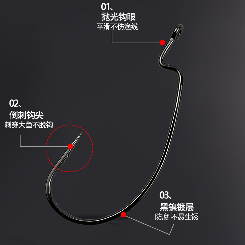 bkk黑金刚9003CD曲柄钩路亚鱼钩软饵软虫高碳钢德州钓组翘嘴鲈鱼 - 图0