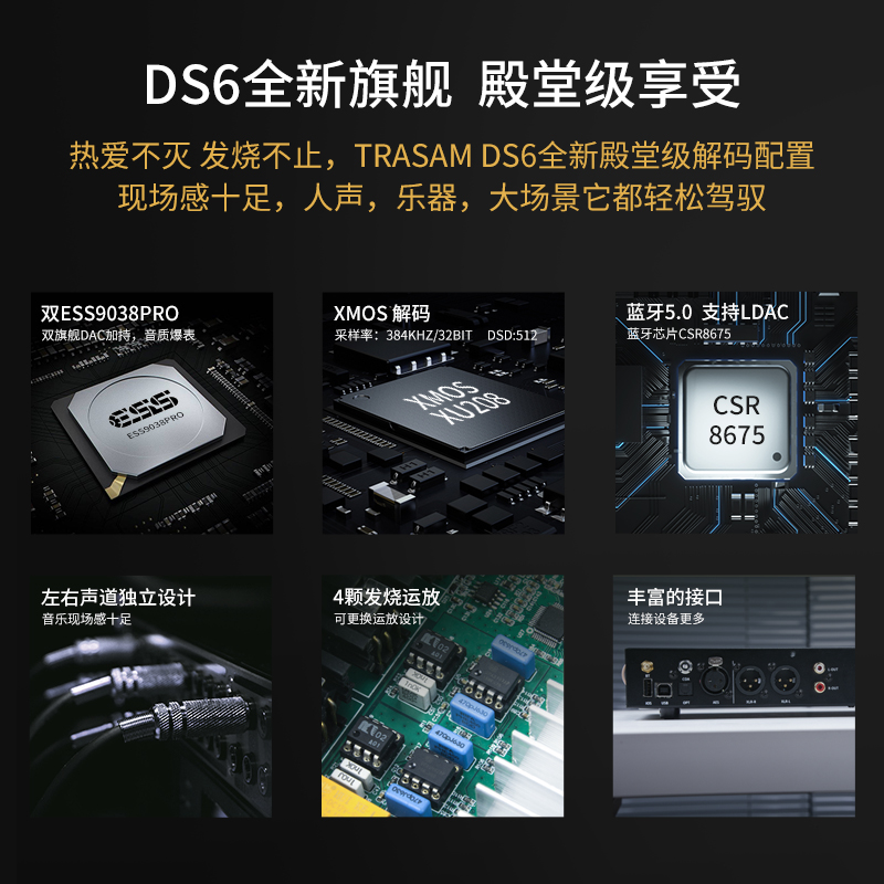 全想/DS6 双9038Pro硬解DSD512纯解码蓝牙LDAC无损音频功放前级 - 图2