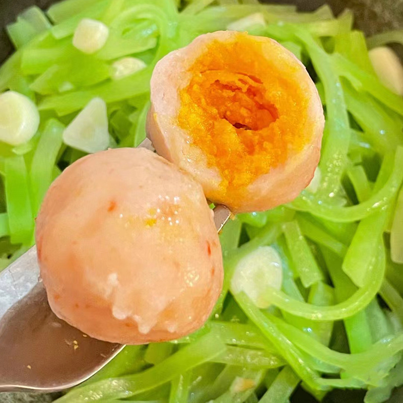 流沙海鸭蛋鲜虾球北海蛋黄虾滑流心火锅火锅丸子食材咸鸭蛋虾丸