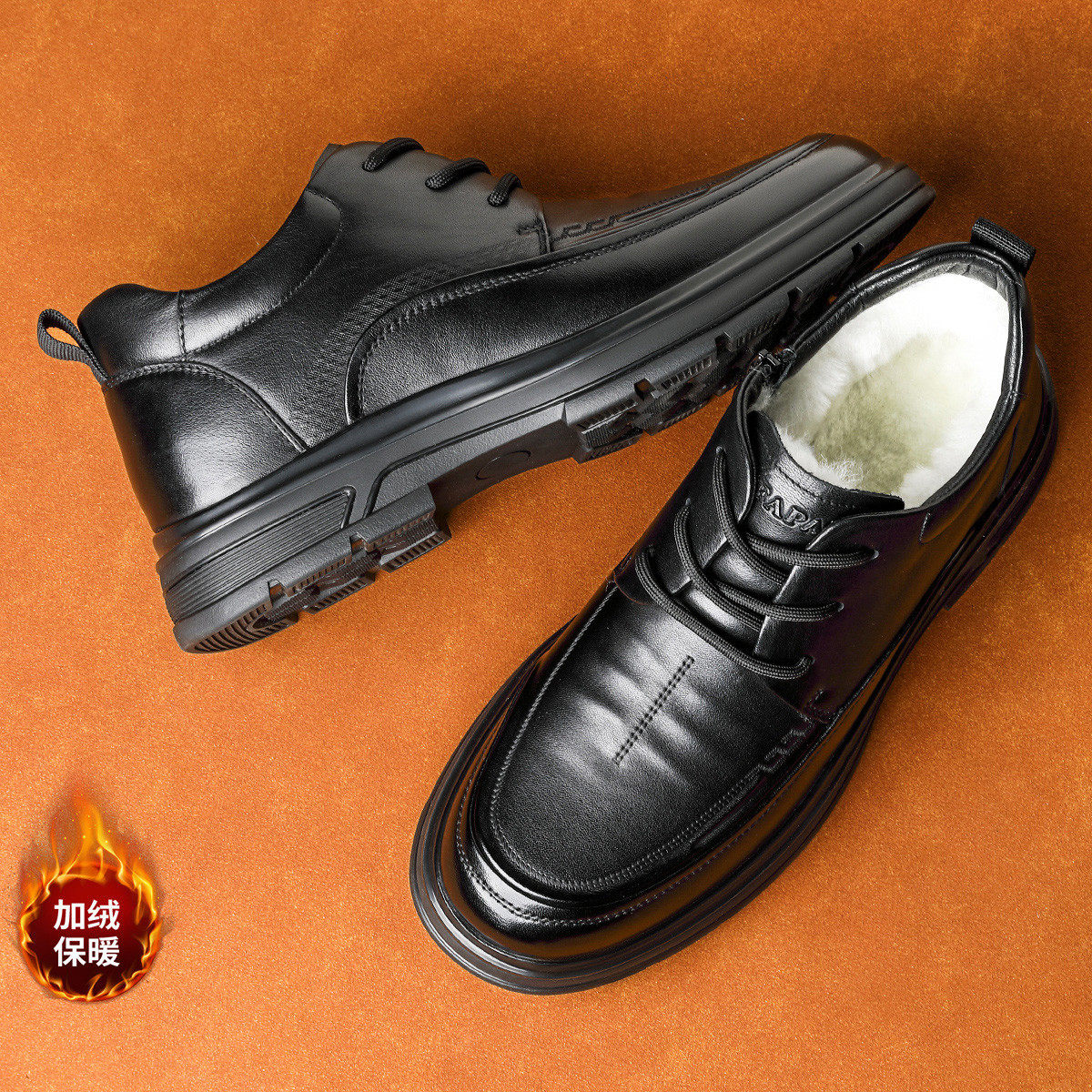 型男之家2026新款棉鞋男冬季感真皮男鞋头层牛皮羊毛内里高帮皮鞋,淘宝优惠券,粉丝福利购,淘宝优惠卷