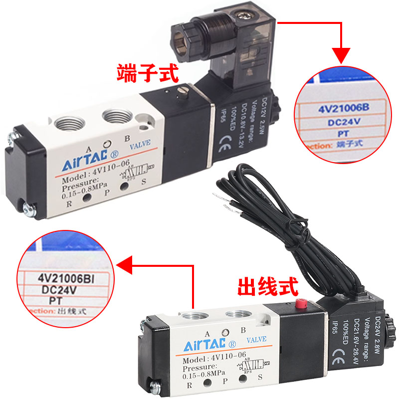 亚德客电磁气动阀 4v210一08 220v控制器气阀换向阀电子阀线圈24v - 图3