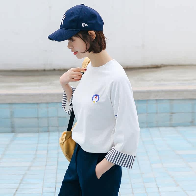 高中学生简约七分袖女春秋装t恤 斯迪羊T恤