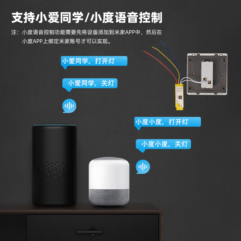 已接入米家智能开关单火零火模块遥控无线双控隐藏式蓝牙MESH直连 - 图1