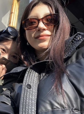 吴德才眼镜 辛芷蕾同款墨镜女玳瑁色窄框宽腿遮阳太阳眼镜偏光