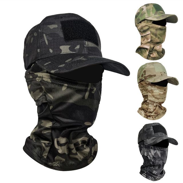 Military fans outdoor camouflage baseball cap face mask tactical baseball cap outdoor hiking mountaineering fishing sun protection face towel