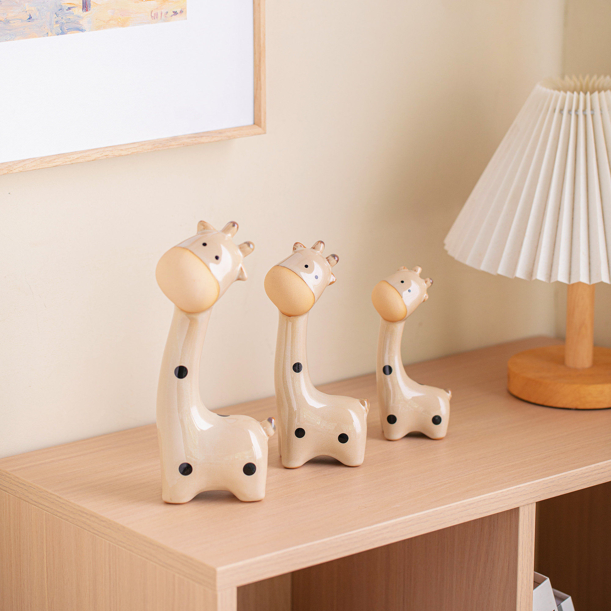 创意陶瓷长颈鹿工艺品一家三口景德镇摆件家居装饰花园小动物装饰,淘宝优惠券,粉丝福利购,淘宝优惠卷