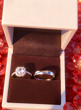 仿真钻石情侣对戒婚礼交换戒指女