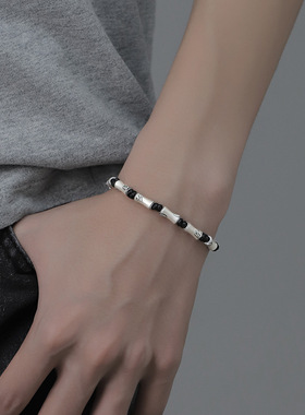 s999足银竹节手链男款复古手绳男士新中式个性上岸送男友生日礼物