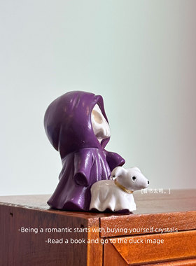 骷髅遛狗 纯手工彩绘创意可爱万圣圣诞节迷你桌面摆件生日礼物