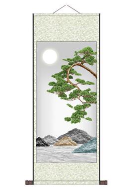 富贵有余g九鱼图花鸟画绢画牡丹国画山水画禅意挂画卷轴画丝绸画