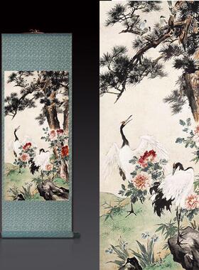 富贵吉祥满天下富贵孔雀图国画花鸟画客M厅装饰画挂画丝绸画卷轴