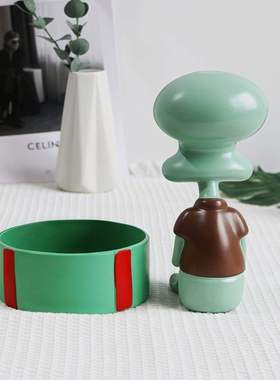 创意收银前台糖果盘树脂品蹲坐章