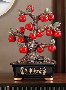 树脂祝福中式店面客厅柿子树摆件
