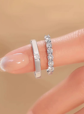 s925纯银镶钻浪漫开口情侣戒指