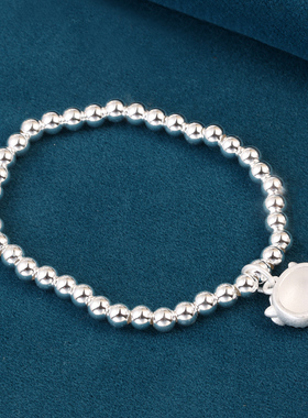 s925纯银卡通猫咪手链女亲子款