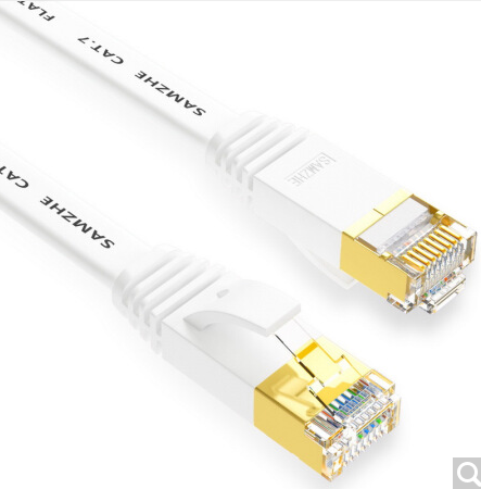 山泽(SAMZHE)CAT-710A 七类CAT7类扁平网线 镀金屏蔽双绞跳线10米 - 图1