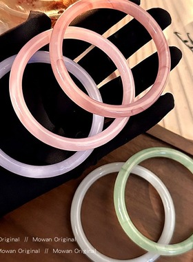 2025新中式玻璃古风手镯女轻奢简约设计感百搭礼物饰品8mm