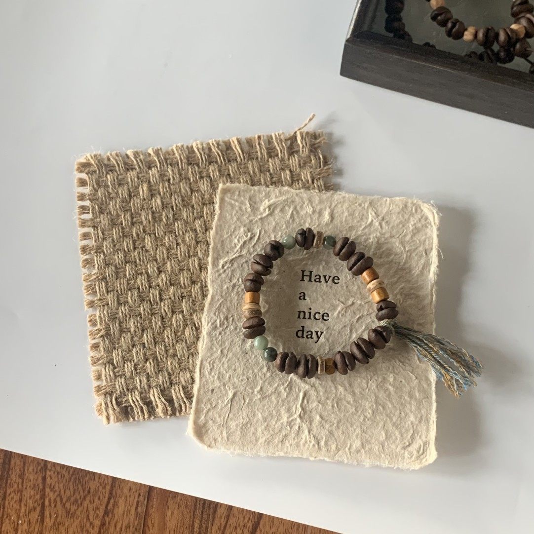 新中式手工天然（真）咖啡豆天然石百香籽檀木椰片拼接咖啡豆手串,淘宝优惠券,粉丝福利购,淘宝优惠卷